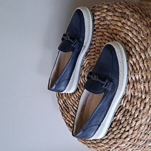 VANELI Sport Womens Quarzi   Navy Perforated Leather Espadrille‎ Loafers S-7.5S
